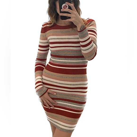 Forever21 Striped Bodycon Sweater Dress Size Small - Picture 2 of 6